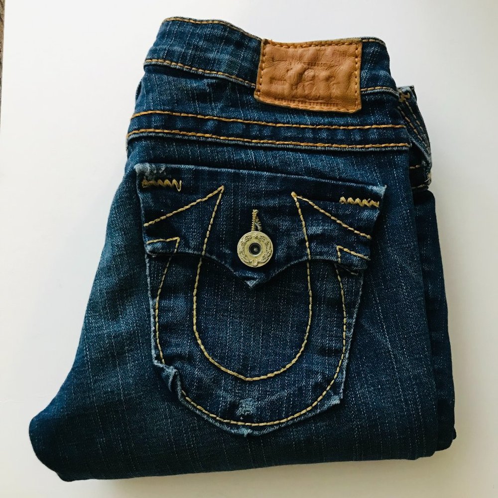 True Religion Vintage Flare Jeans Raw Edge Style 601637 Size 28